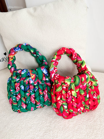 Bolso de terciopelo grueso de dos tonos hecho a mano (Flor grande del noreste de China)