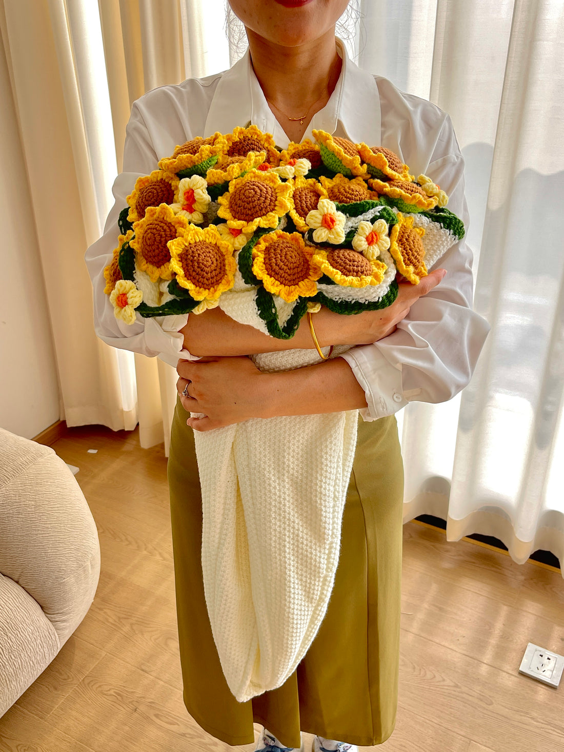 Handmade Crochet Sunflower Bouquet Blanket, Soft Blanket, Mother’s Day Gift, Wedding Gift Gift For Her