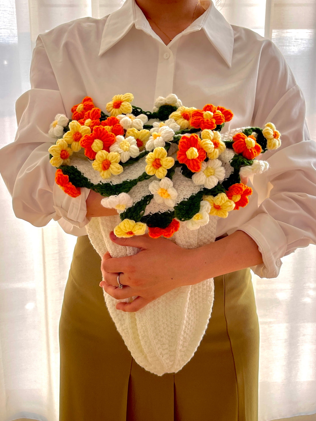 Multiple colors Crochet Rose Bouquet Blanket,Crochet Flower Bouquet Blanket,Mother’s Day Gift,Lily of the valley,Wedding Gift,Sunflower