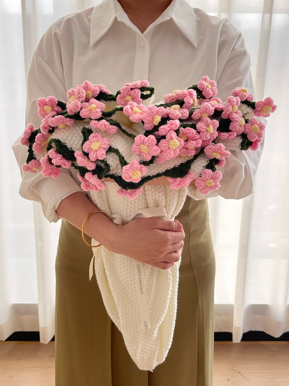 Pink Fluffy Puff flower blanket