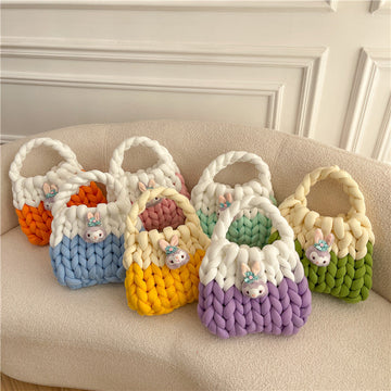 Velvet chunky knit bag