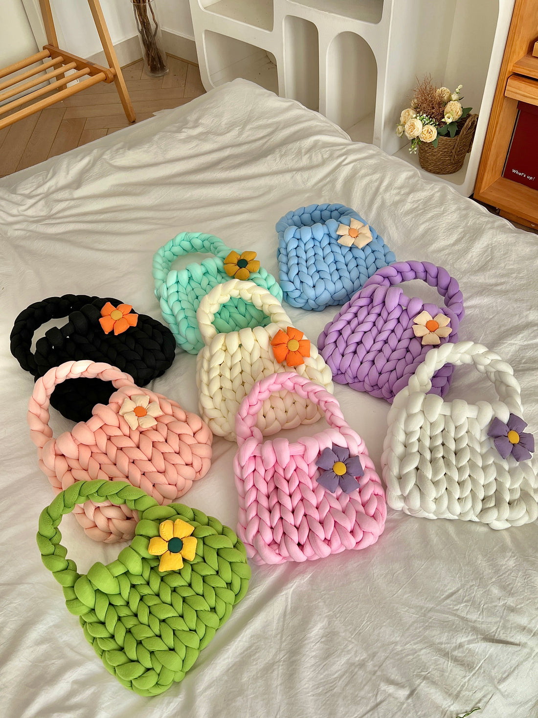 Handmade Velvet Chunky Knit Bag