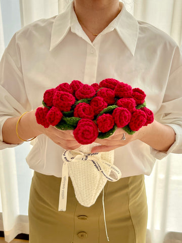 Crochet red rose Bouquet Blanket，gift for her