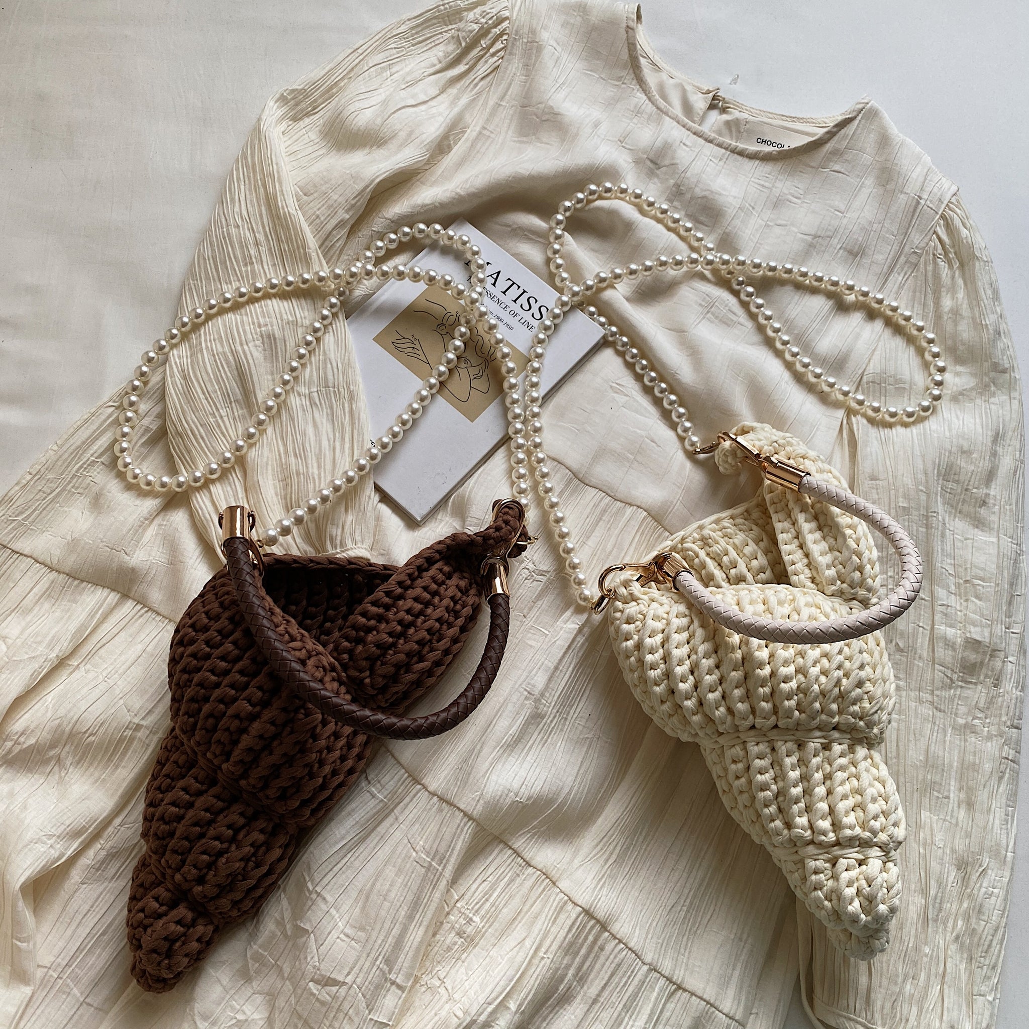 Bolso de concha de crochet hecho a mano